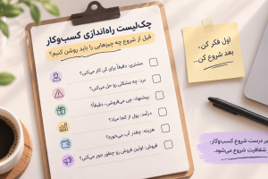 چک‌لیست راه‌اندازی کسب‌وکار با شش سؤال کلیدی برای بررسی مشتری، ارزش پیشنهادی، درآمد، هزینه و اولین فروش قبل از شروع کسب‌وکار